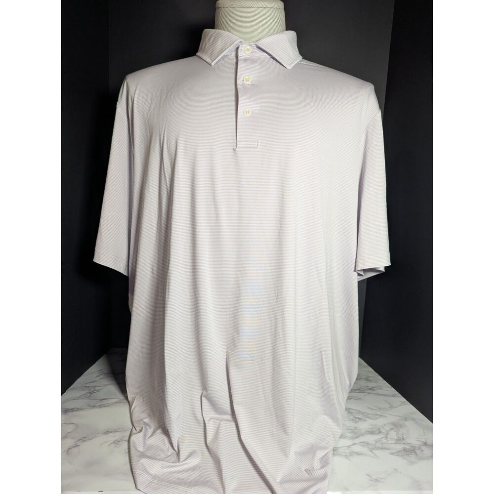 RLX Ralph Lauren Mens Short-Sleeve Performance Golf Polo XL Pink & White Striped